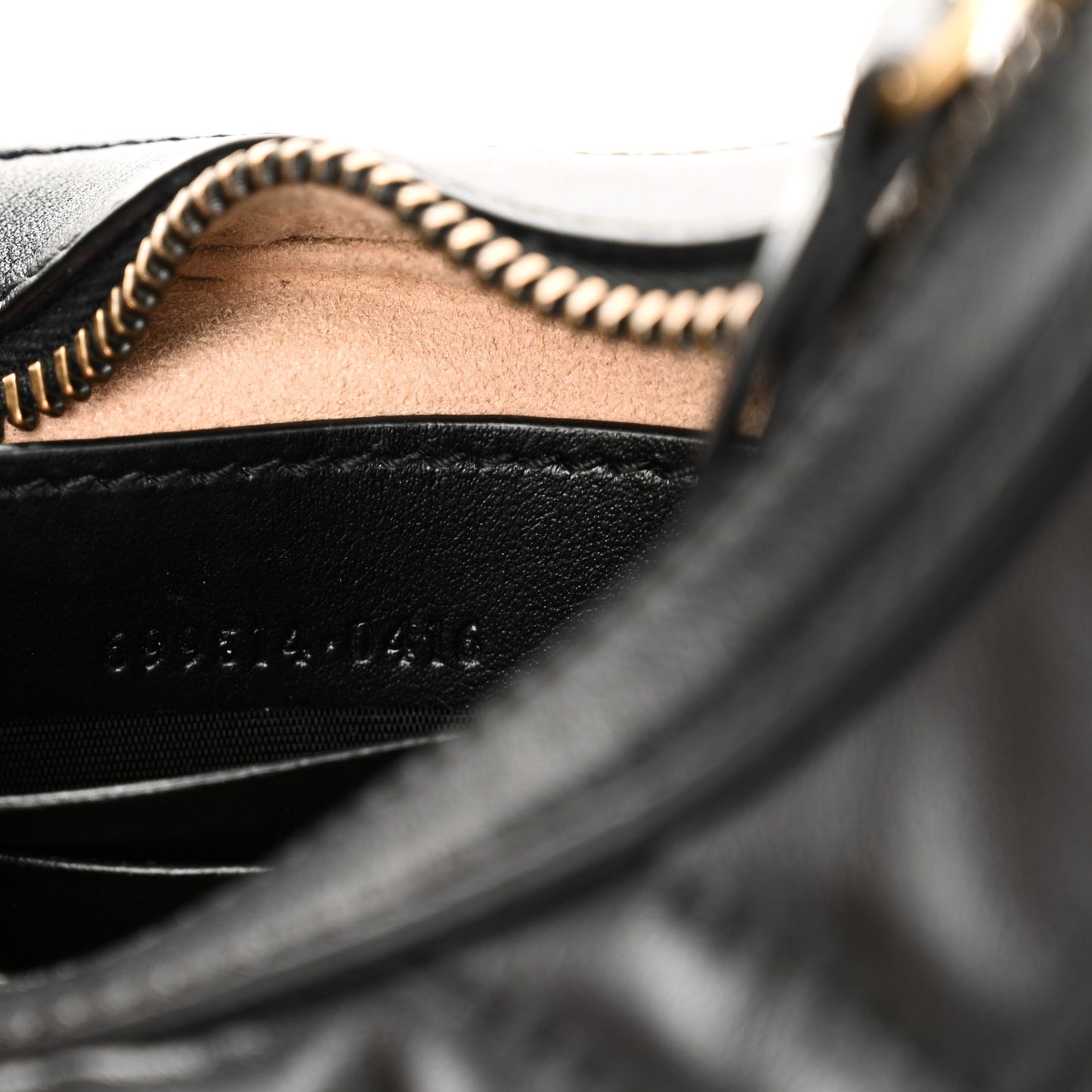 Calfskin Matelasse Chevron Mini GG Marmont Half Moon Hobo Black