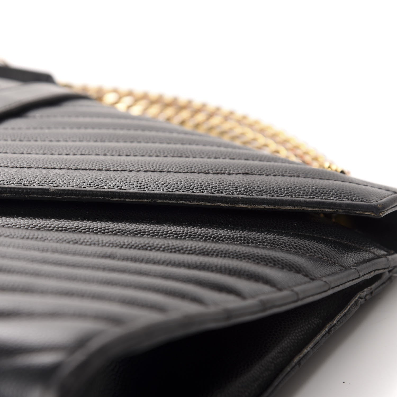 Saint Laurent Grain De Poudre Matelasse Chevron Large Monogram Satchel Black 9 of 17