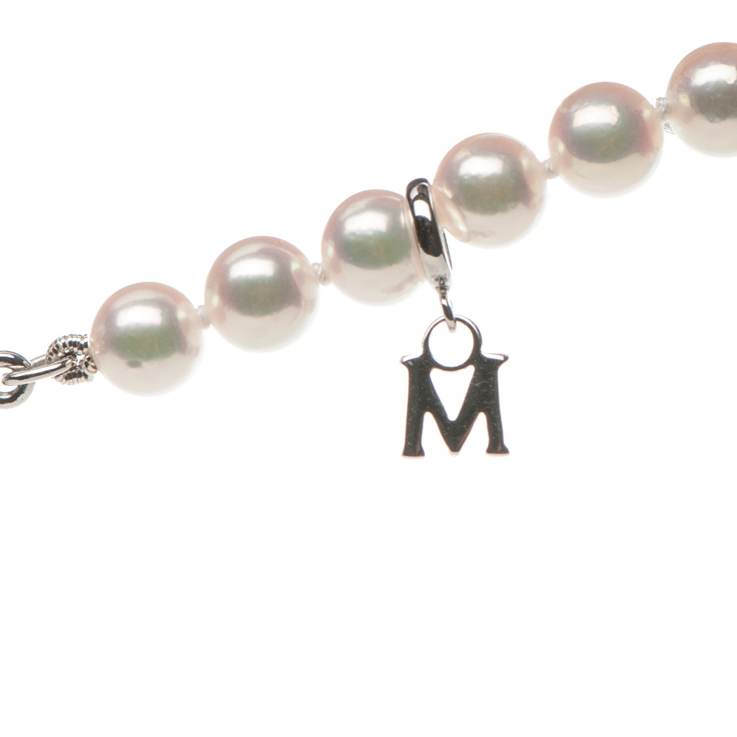 Mikimoto 18K White Gold Diamond Pearl 5mm Strand Necklace 16 5 of 6