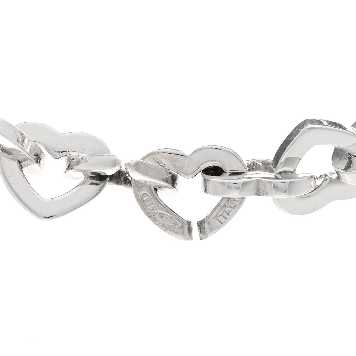 Sterling Silver 18K Yellow Gold Heart Link Necklace