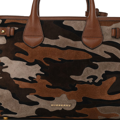 Burberry Suede House Check Camoflauge Medium Banner Tote Tan 11 of 15