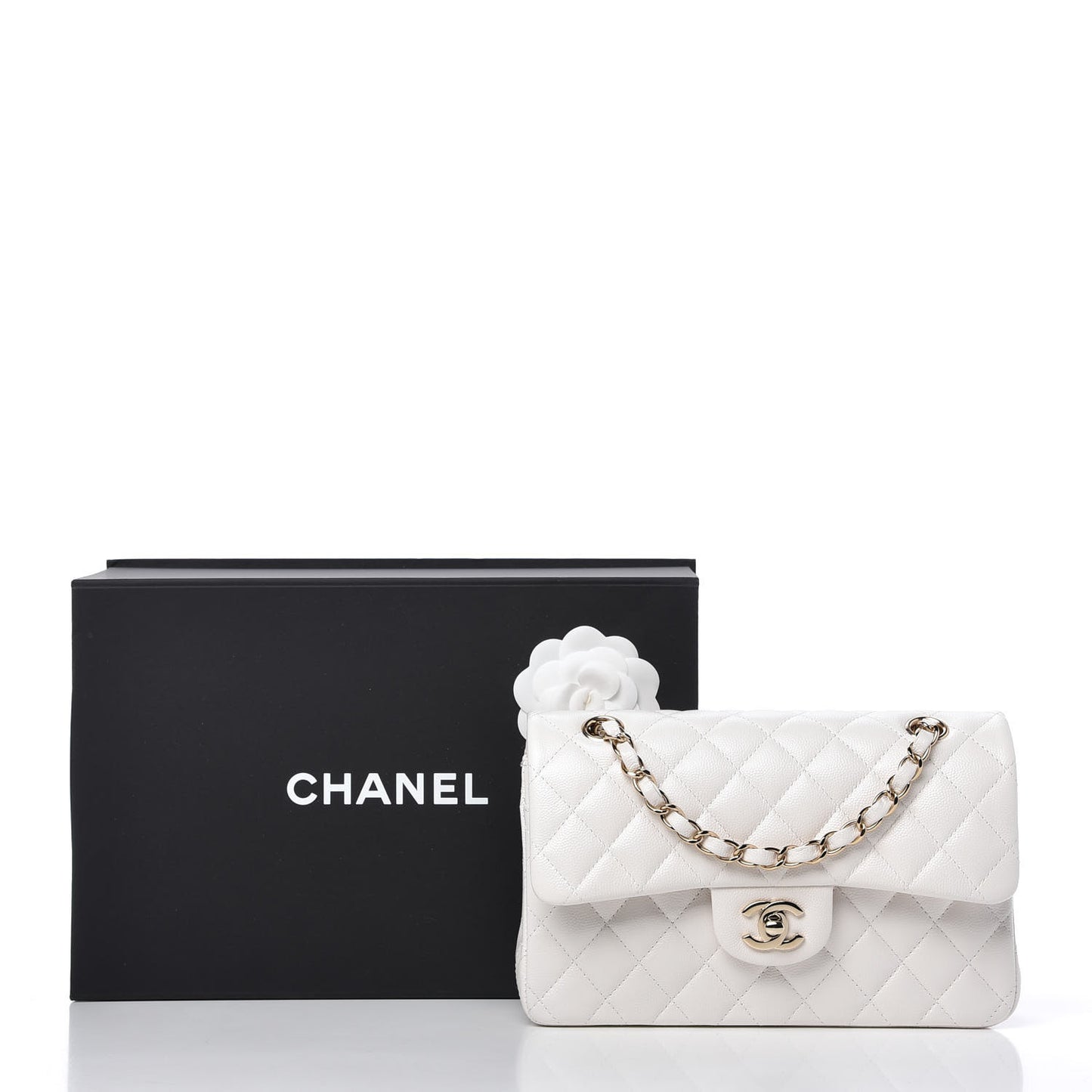Caviar Quilted Small Double Flap White