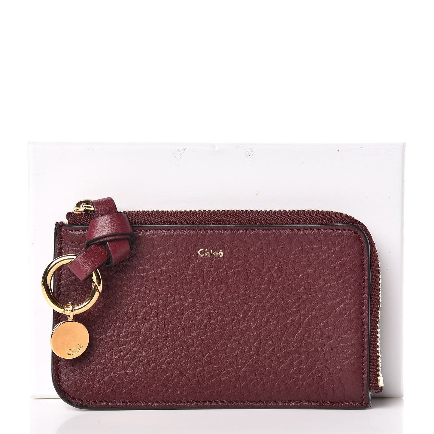 Calfskin Alphabet Purse Wallet Burnt Brown