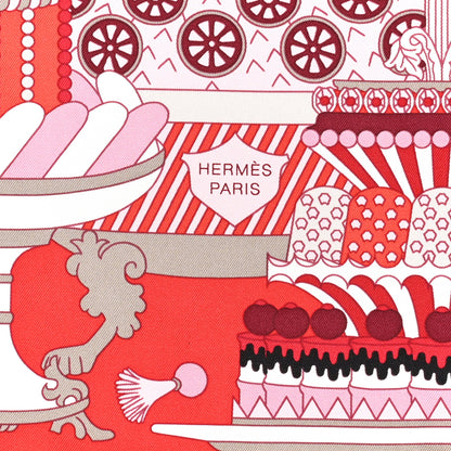 Hermes Silk La Patisserie Francaise Scarf 90 Rouge Rose White 2 of 6
