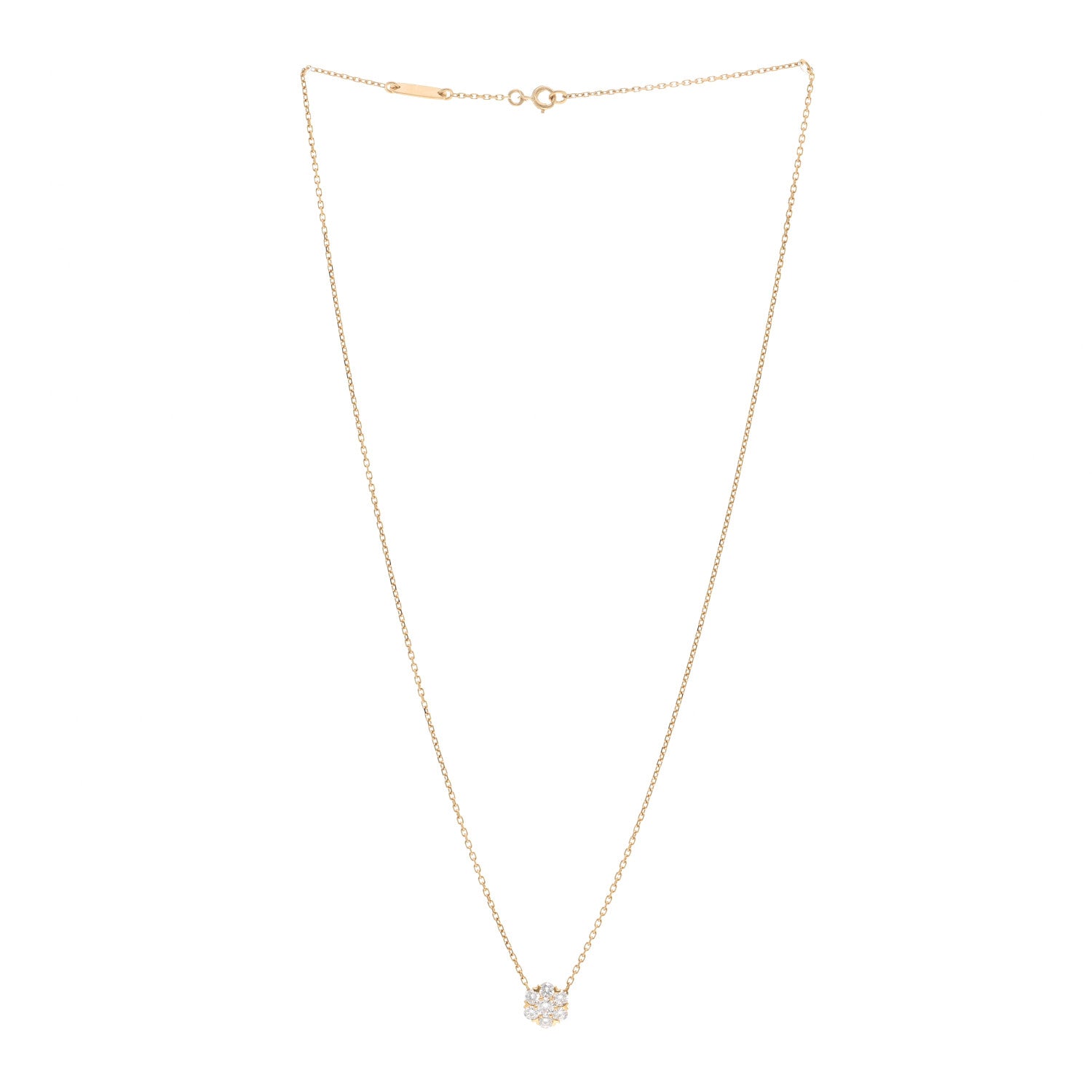 Van Cleef & Arpels 18K Yellow Gold Diamond Fleurette Pendant Necklace 3 of 4
