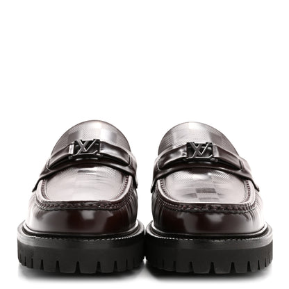 Louis Vuitton Damier Calfskin Embossed Mens Major Loafers 10 Brown 3 of 9