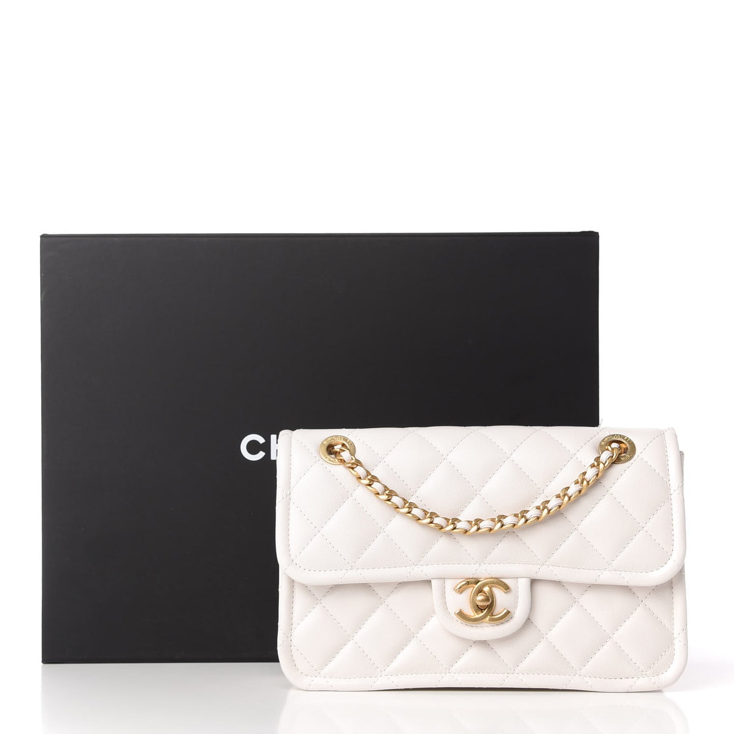 Caviar Quilted Medium Sweet Classic Flap White