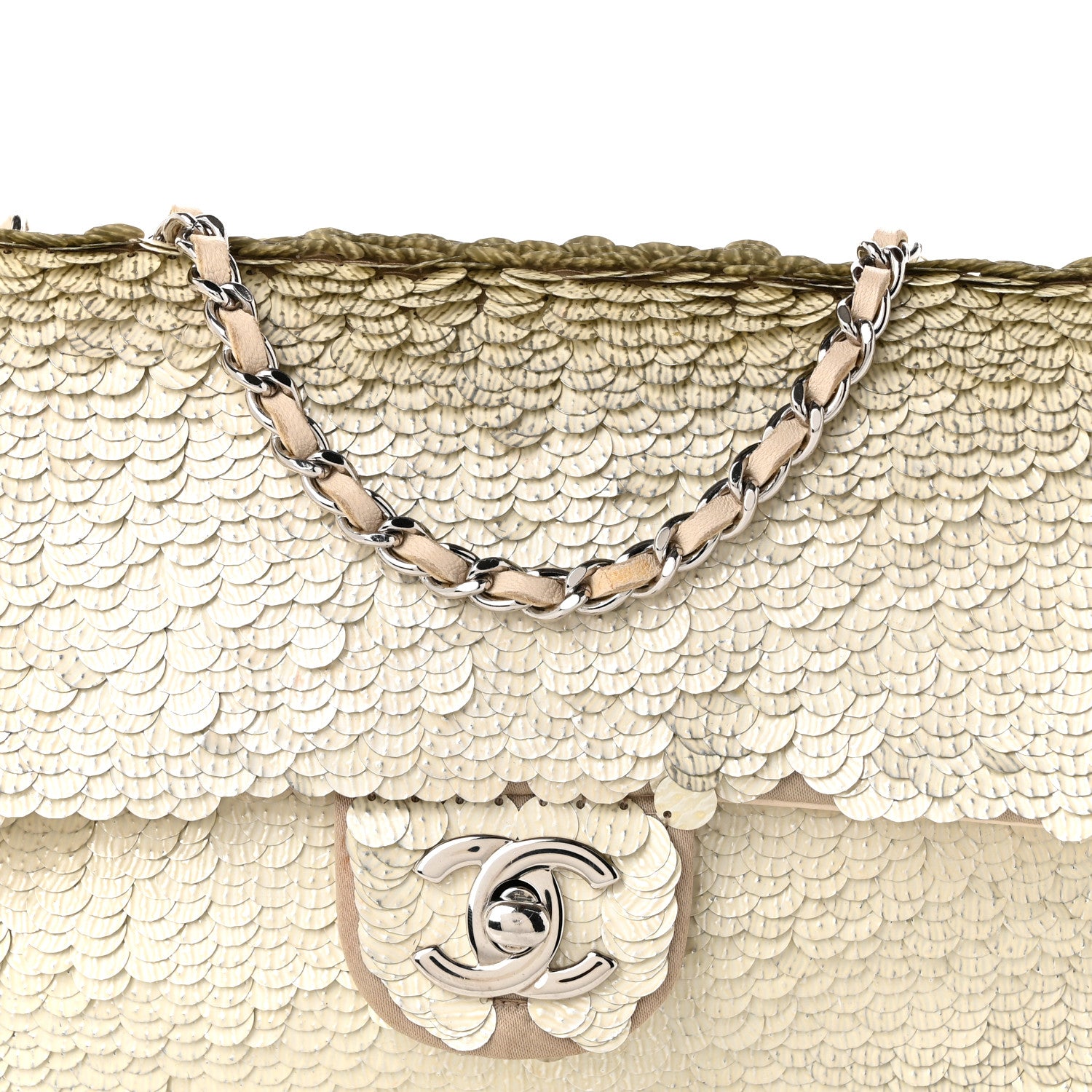 Chanel Sequin Paillette Small Flap Beige 8 of 10