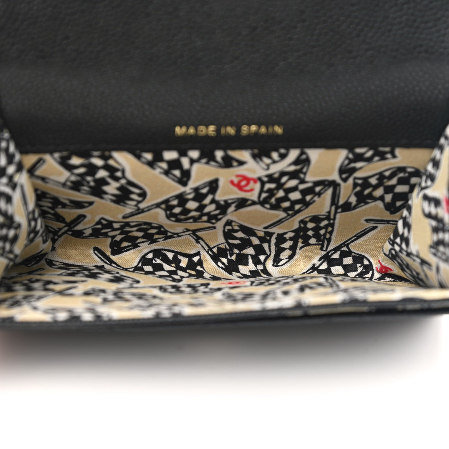 Caviar Quilted Striated CC Flap Card Holder Black