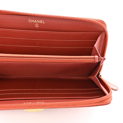 Chanel Lambskin Quilted Boy Zip Around Wallet Orange 5 of 9