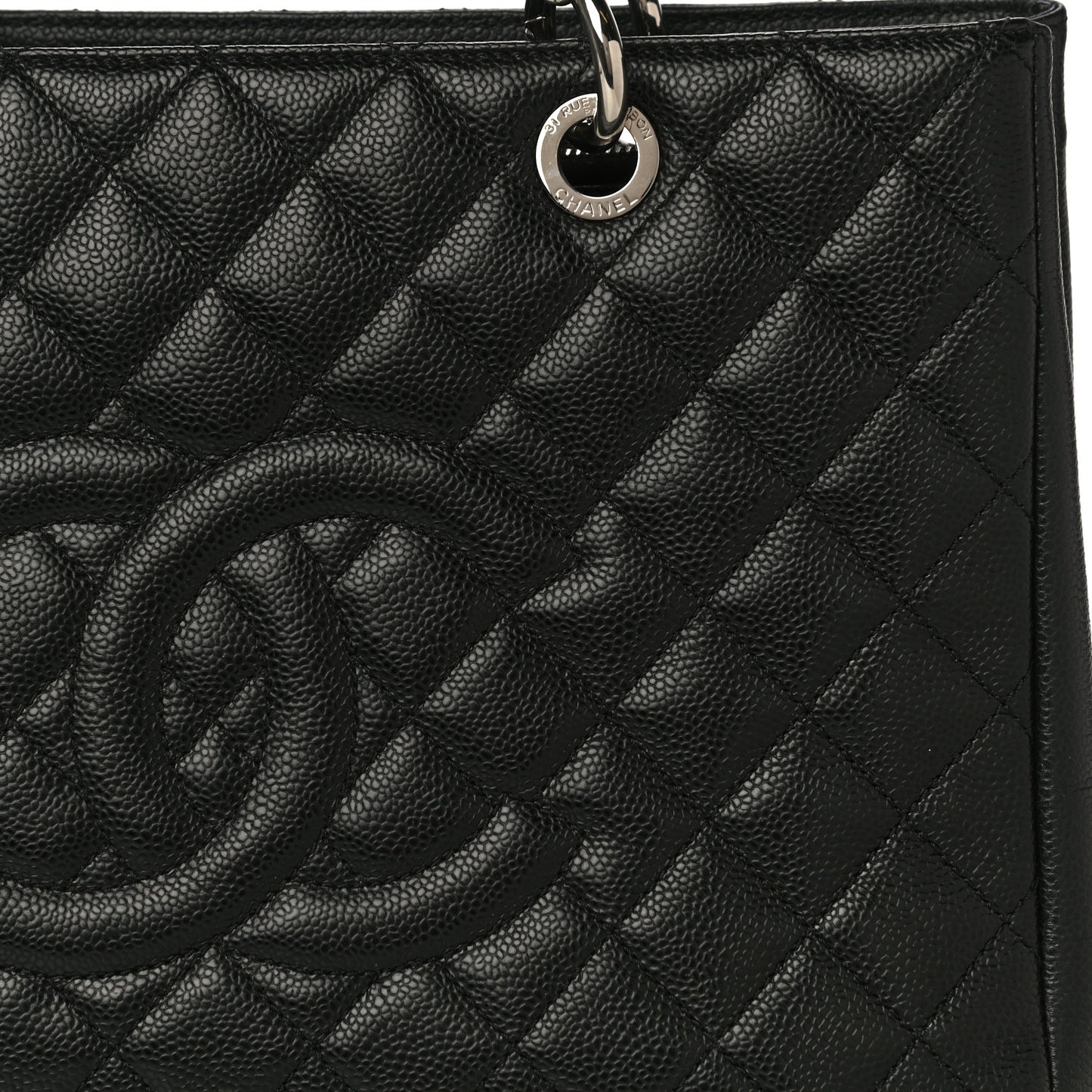 Caviar Quilted Grand Shopping Tote GST Black