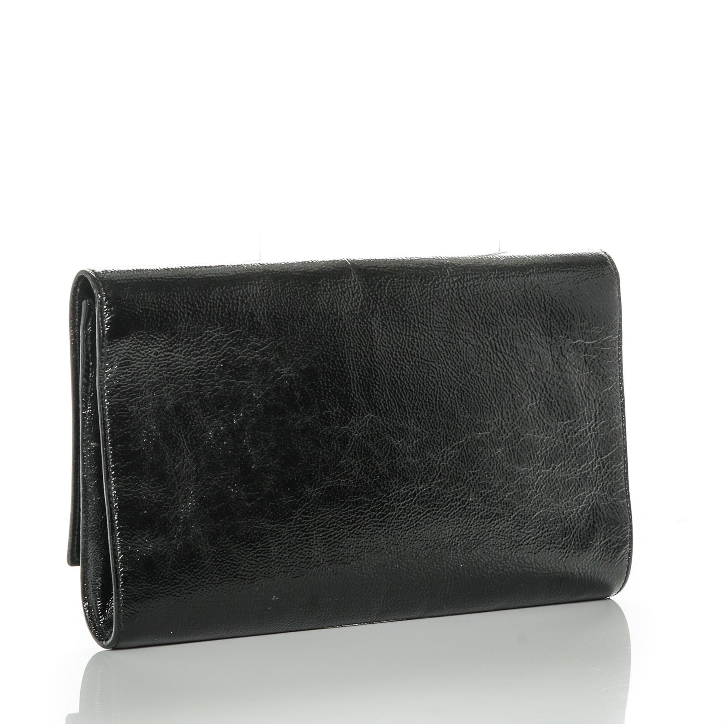 Textured Patent Monogram Large Belle De Jour Clutch Black