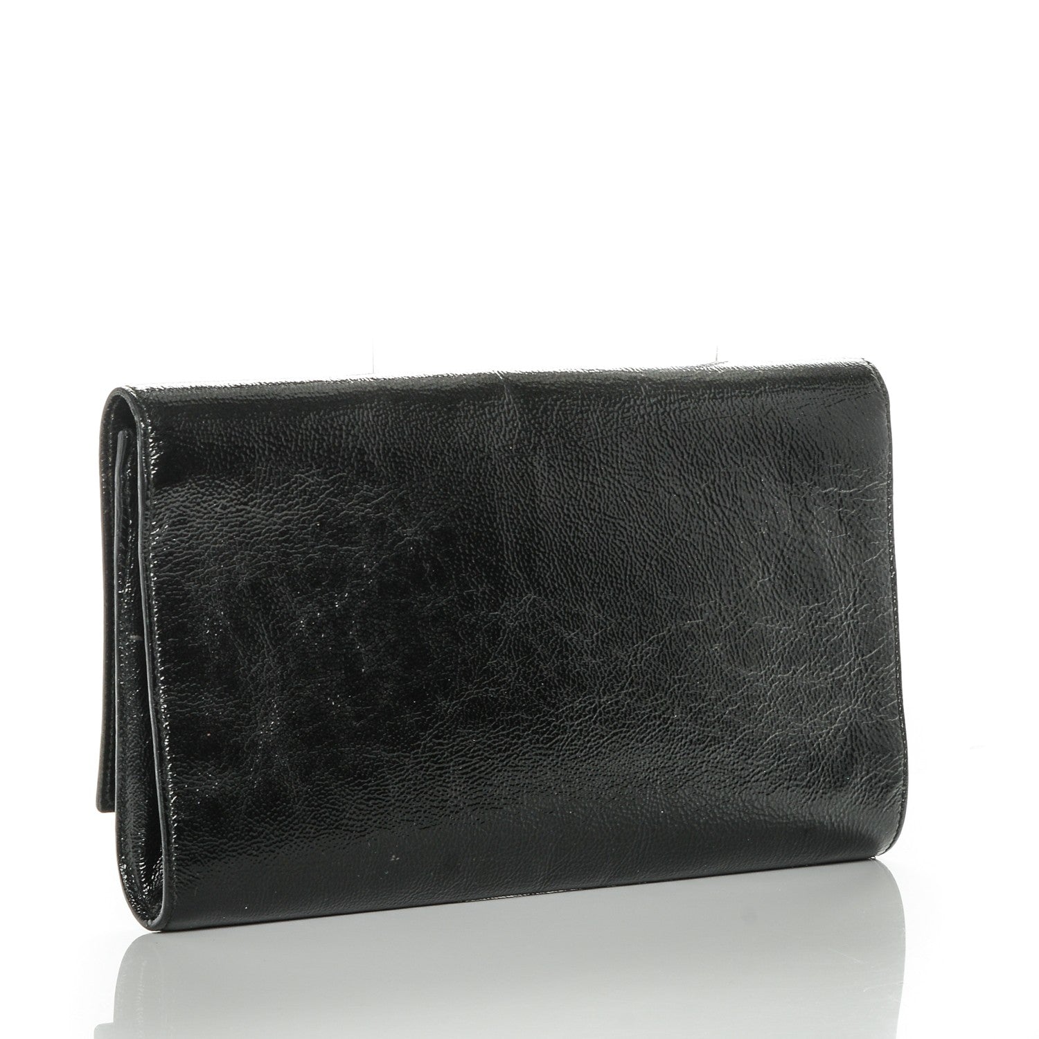 Saint Laurent Textured Patent Monogram Large Belle De Jour Clutch Black 3 of 7