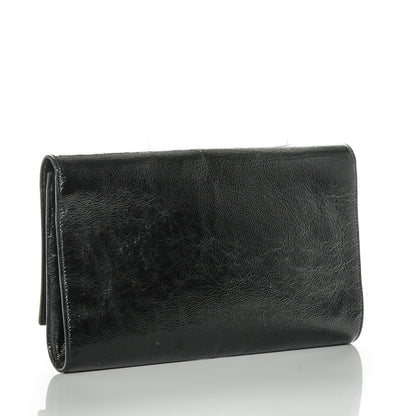 Saint Laurent Textured Patent Monogram Large Belle De Jour Clutch Black 3 of 7