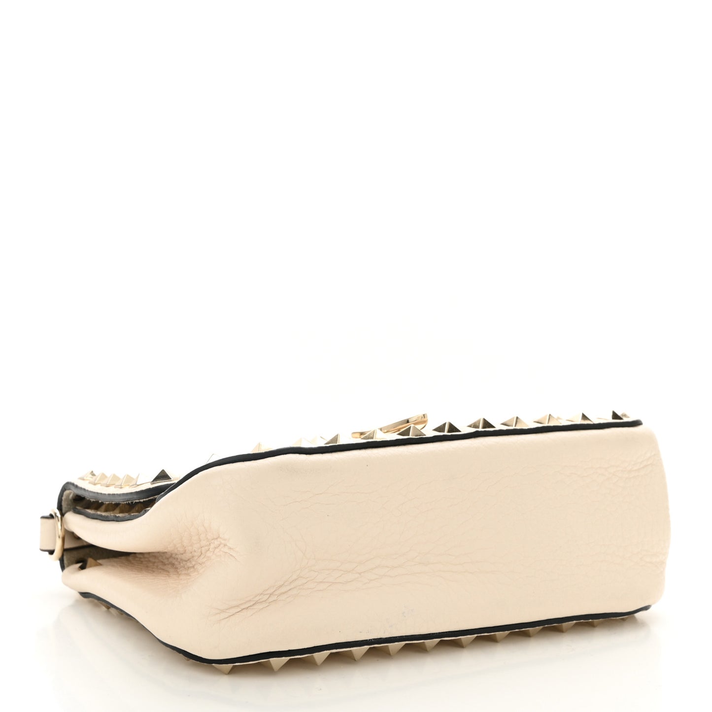 Grainy Calfskin Small Rockstud Top Handle Bag Light Ivory