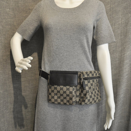 Gucci GG Monogram Web Double Pocket Belt Bag Navy Black 8 of 8