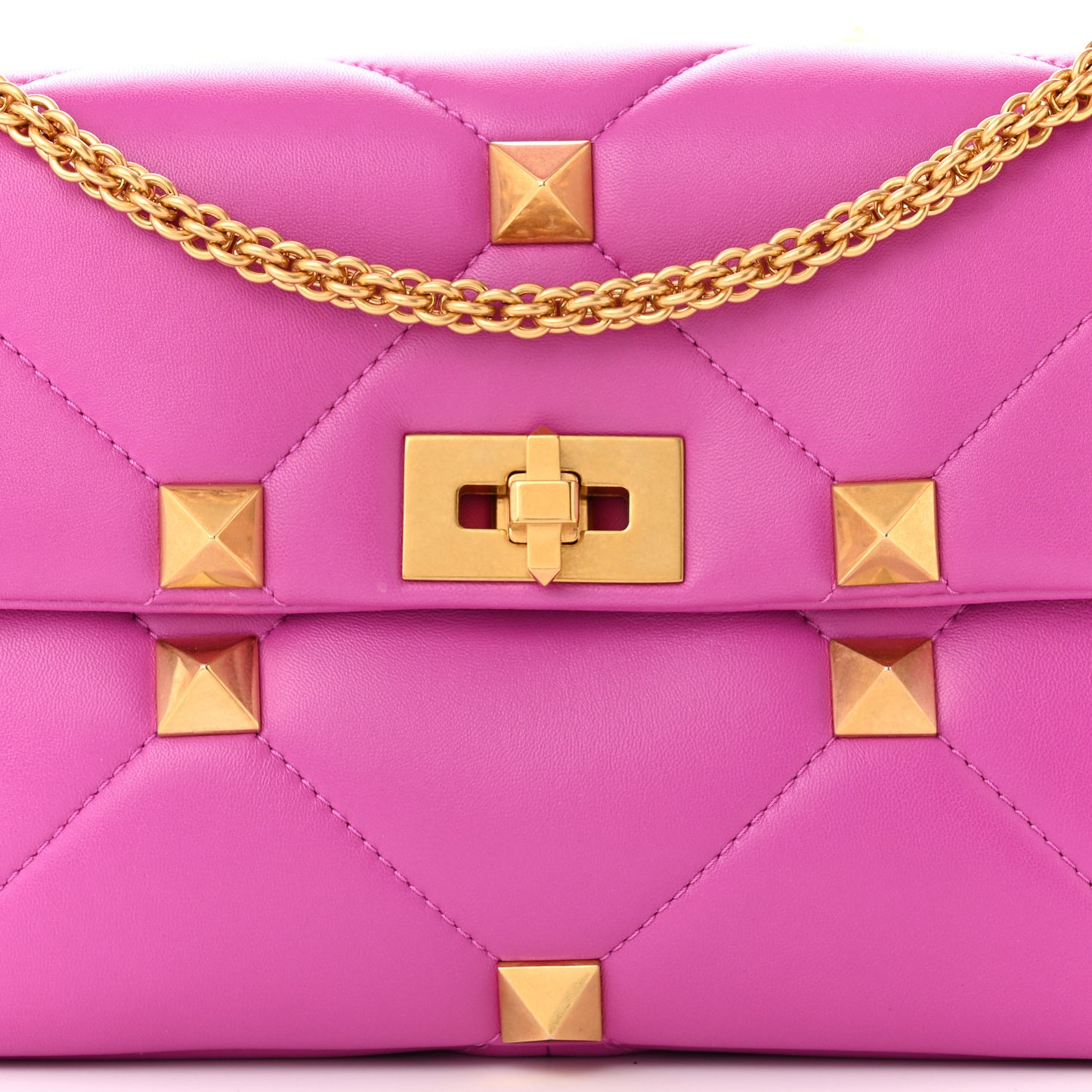 Nappa Large Roman Stud Shoulder Bag Radiant Orchid