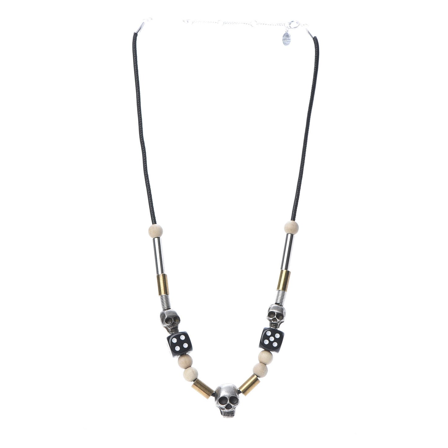 Calfskin Skull Dice Necklace Black
