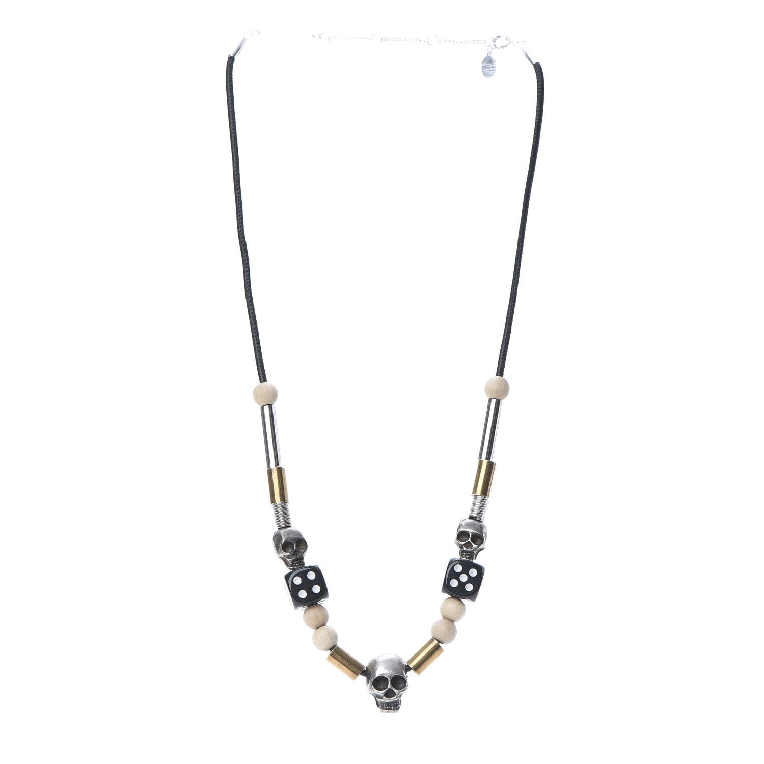 Christian Dior Calfskin Skull Dice Necklace Black 3 of 4