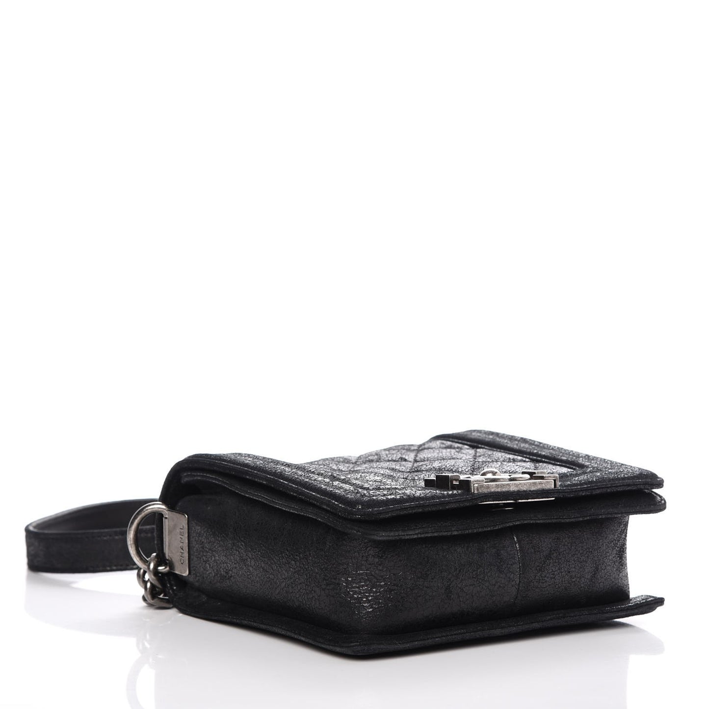 Iridescent Calfskin Quilted Small Gentle Square Boy Flap Black