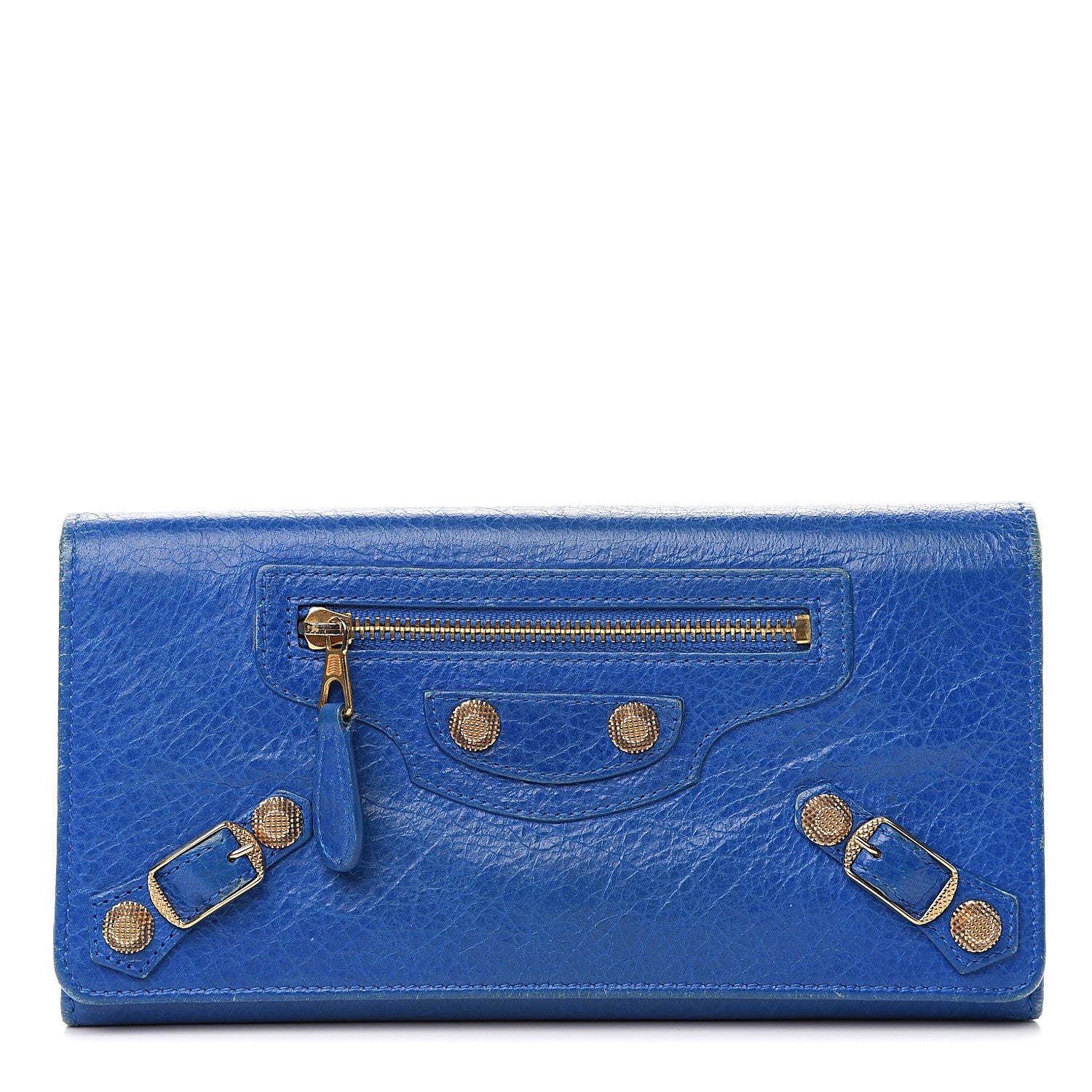 Balenciaga Agneau Giant 12 Gold Hardware Money Wallet Bleu Lazuli 1 of 10