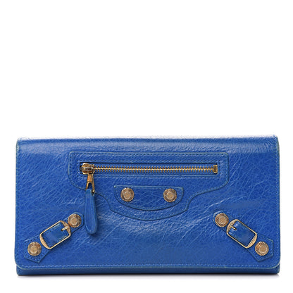 Balenciaga Agneau Giant 12 Gold Hardware Money Wallet Bleu Lazuli 1 of 10