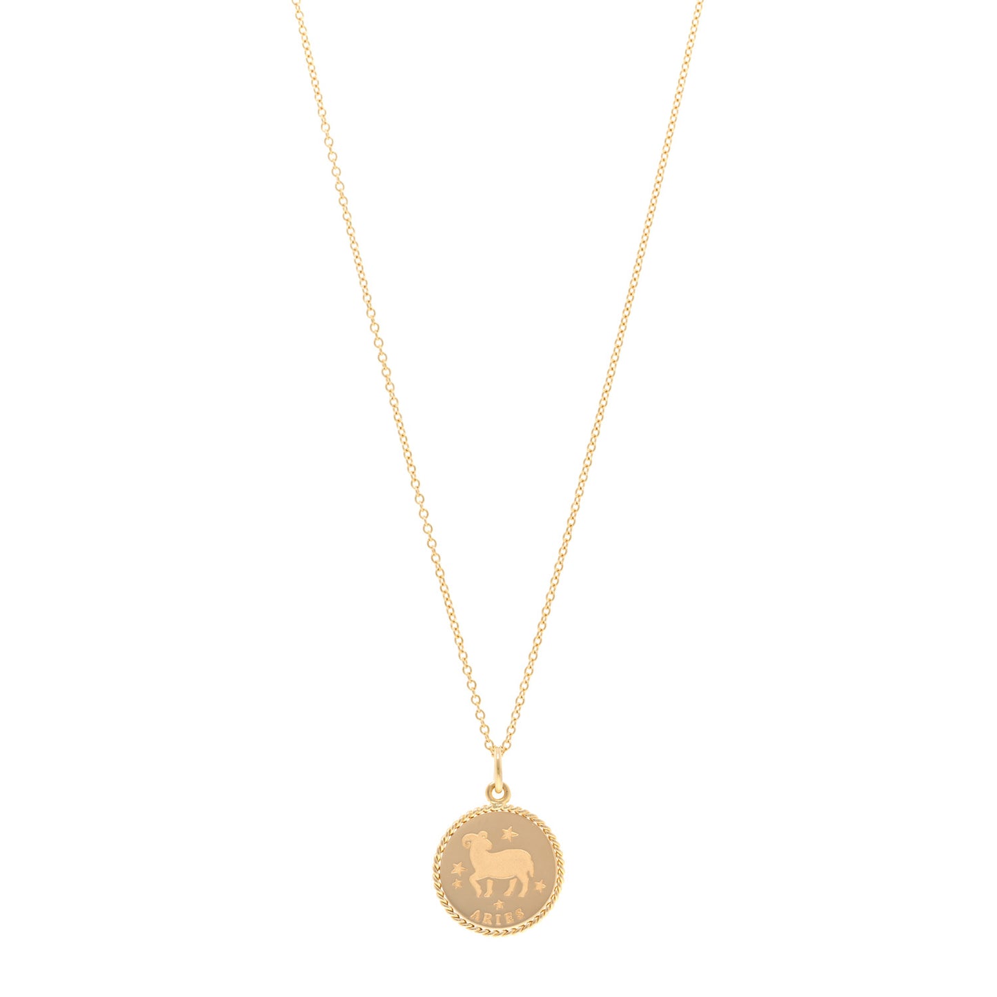 18K Yellow Gold Zodiac Aries Pendant Necklace