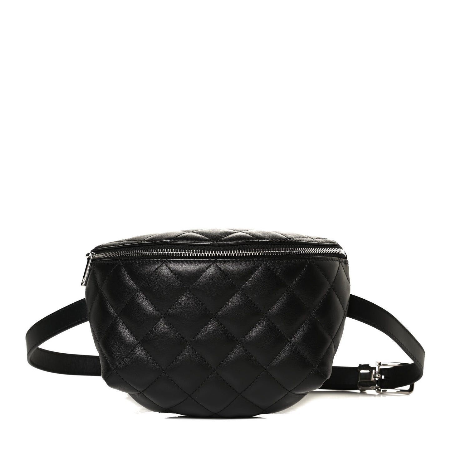 Lambskin Quilted Waist Belt Bag Black