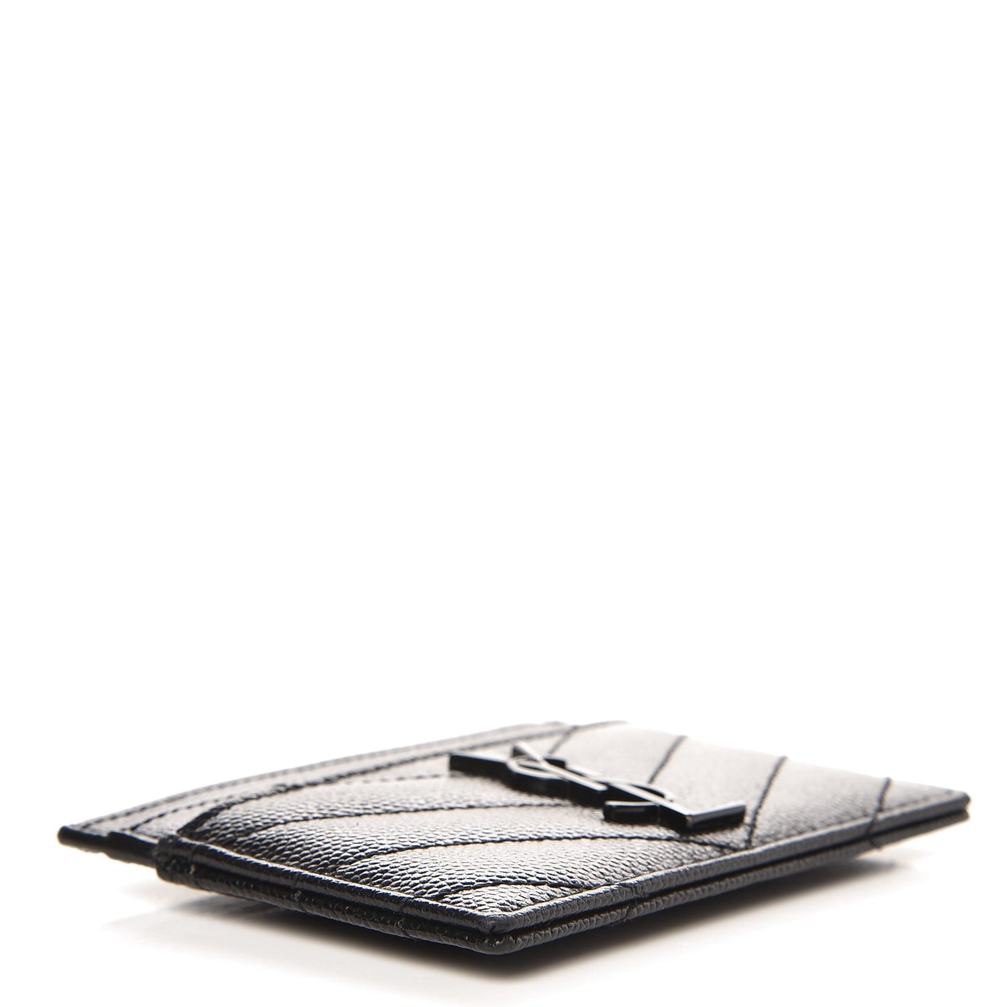 Grain De Poudre Matelasse Chevron Monogram Credit Card Case Black