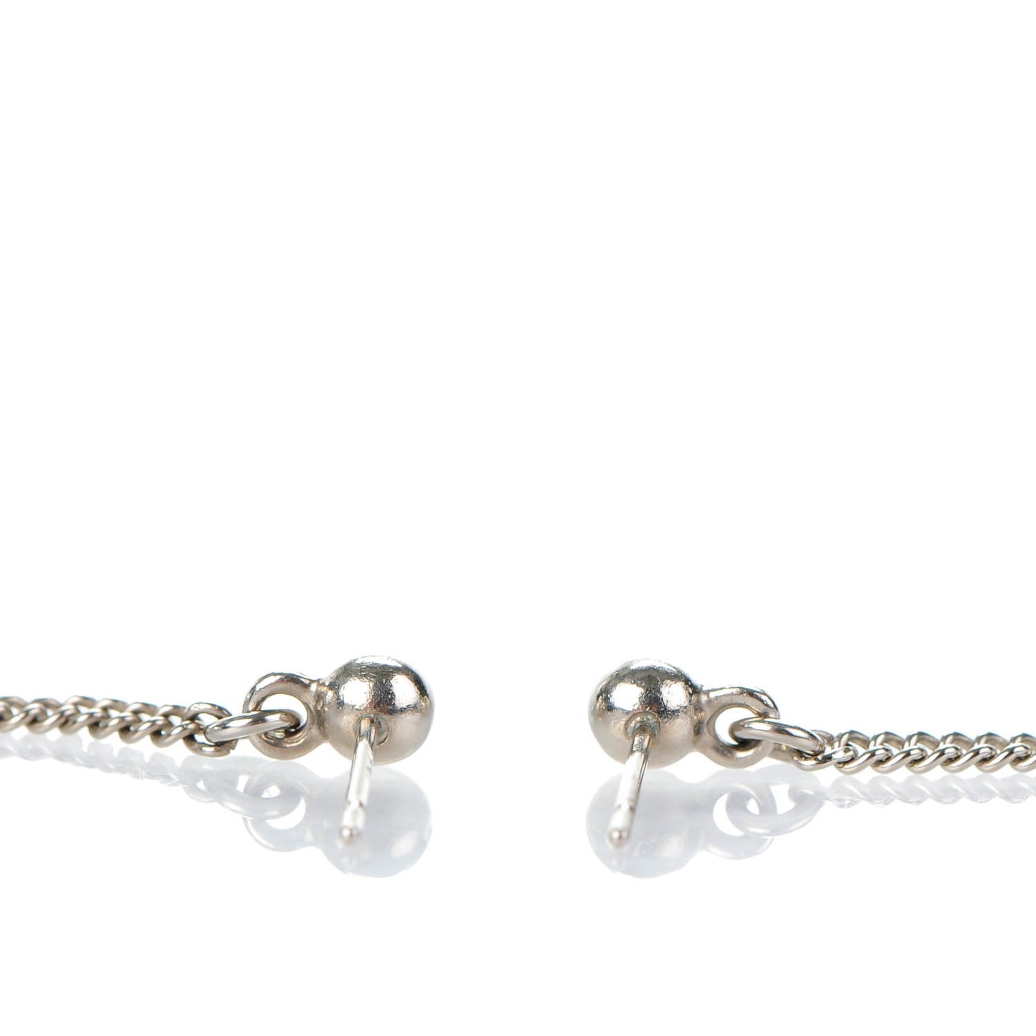 Chanel Baguette Crystal CC Drop Earrings Silver 3 of 5