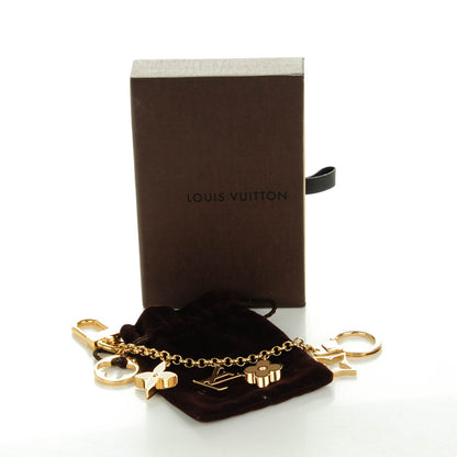 Louis Vuitton Brass Enamel Fleur De Monogram Bag Charm Chain Gold 5 of 5