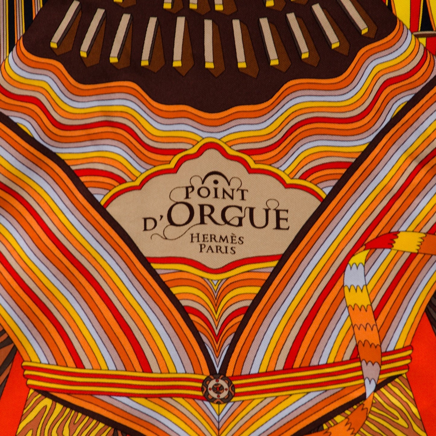 Silk Point D’Orgue Scarf 90 Orange Brun Jaune