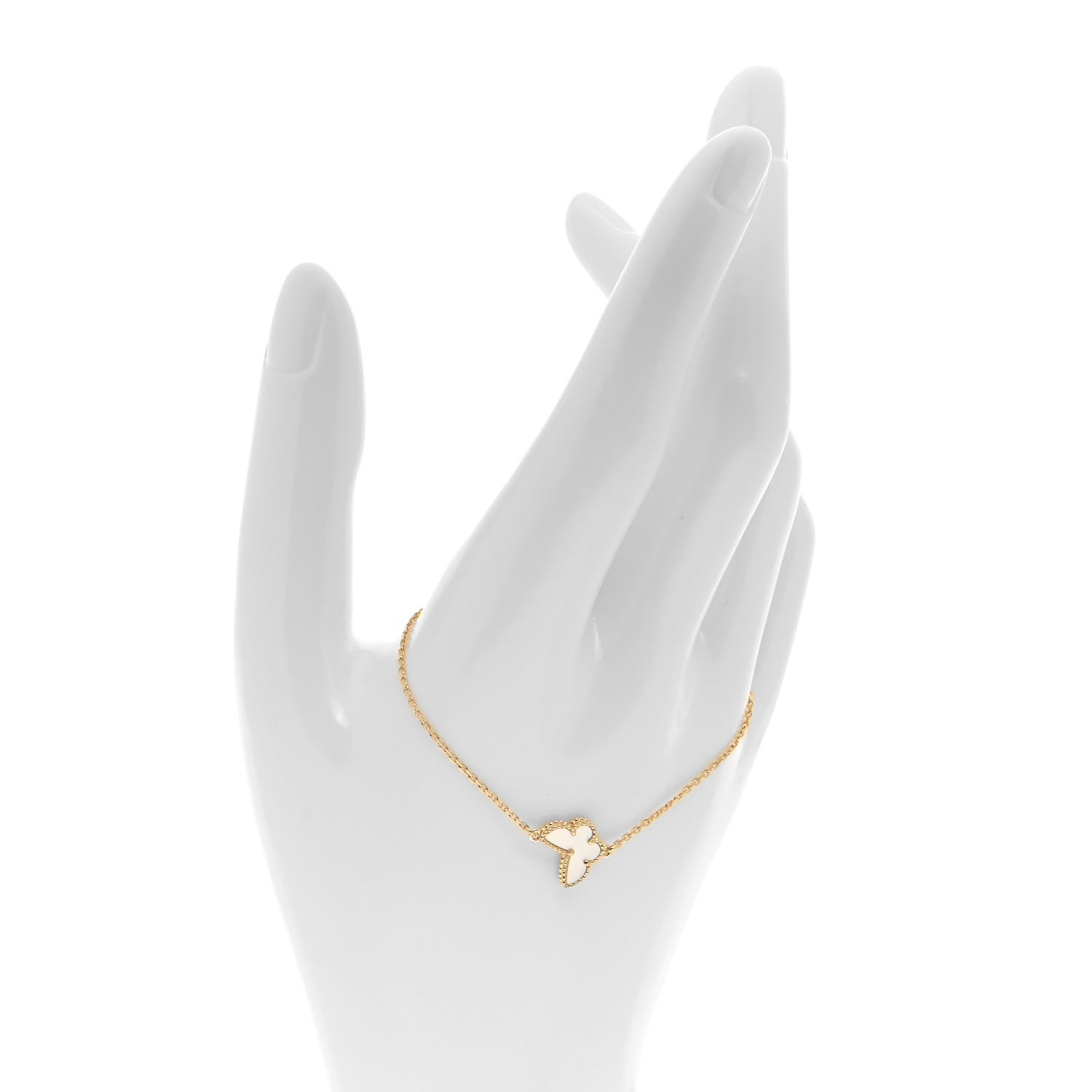 Van Cleef & Arpels 18K Yellow Gold Mother of Pearl Sweet Alhambra Butterfly Bracelet 2 of 5