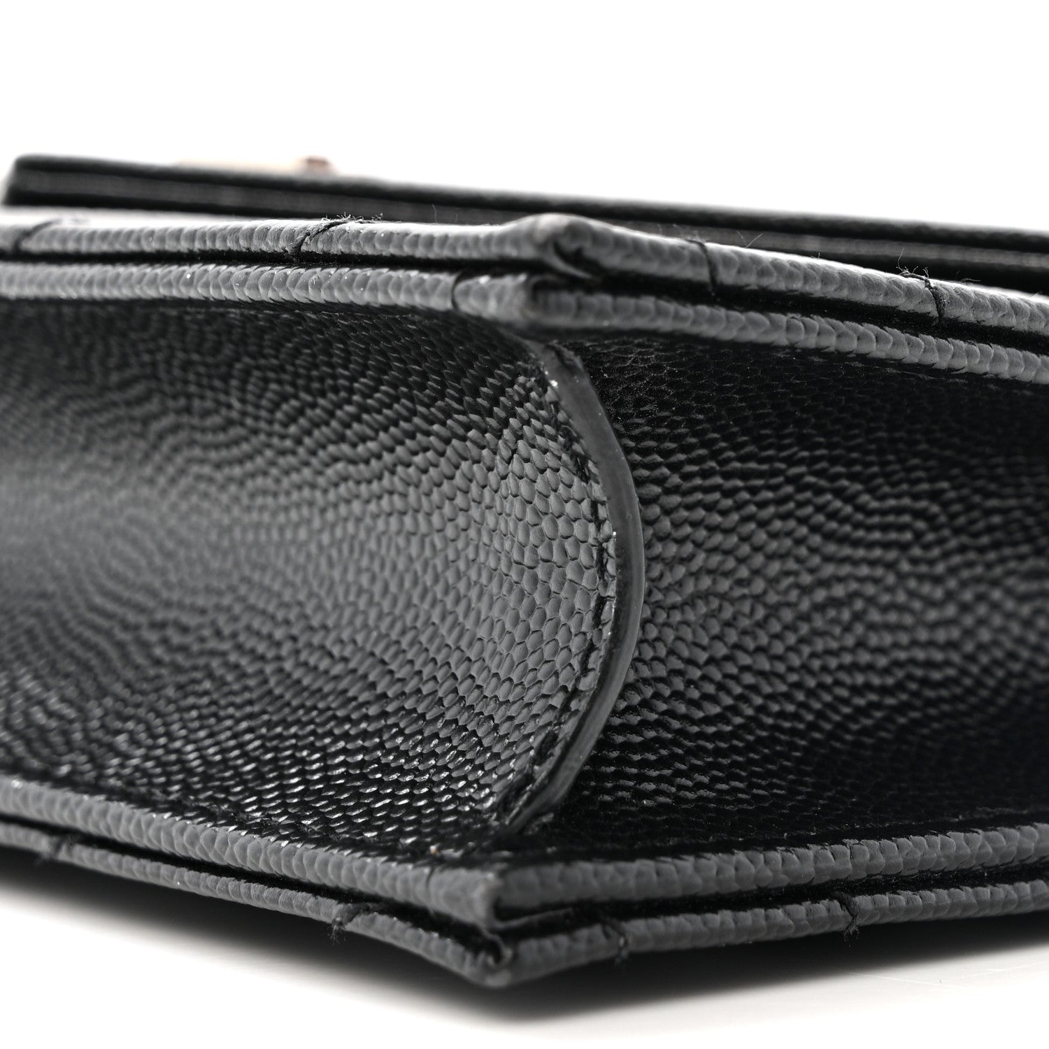 Saint Laurent Grain De Poudre Matelasse Chevron Monogram Envelope Chain Wallet Black 10 of 13