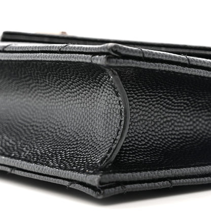 Saint Laurent Grain De Poudre Matelasse Chevron Monogram Envelope Chain Wallet Black 10 of 13