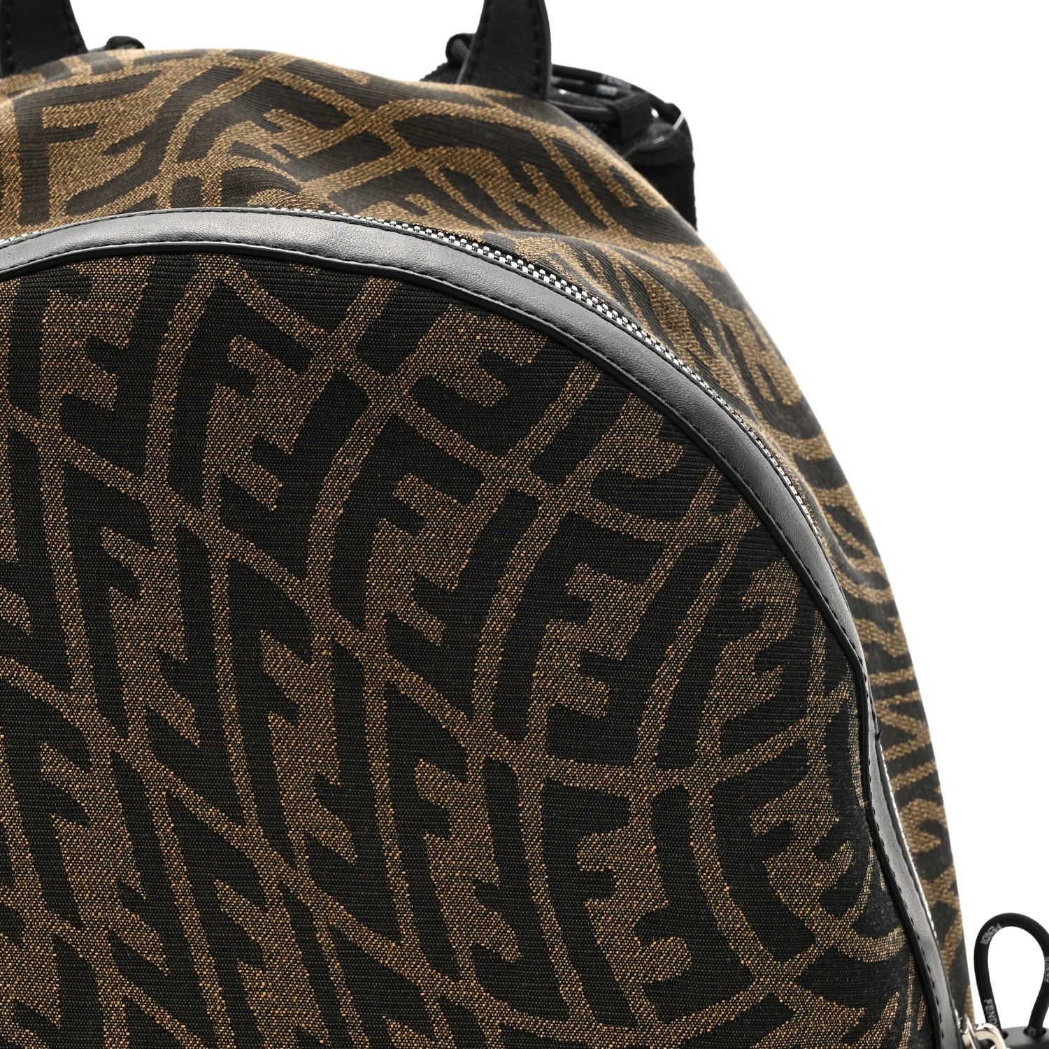 Fendi X SARAH COLEMAN Fabric Jacquard Vitello Grace Light Woven Lanyard FF Vertigo Pouch Pocket Backpack Tobacco Moro Black 8 of 10