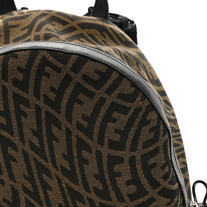 Fendi X SARAH COLEMAN Fabric Jacquard Vitello Grace Light Woven Lanyard FF Vertigo Pouch Pocket Backpack Tobacco Moro Black 8 of 10