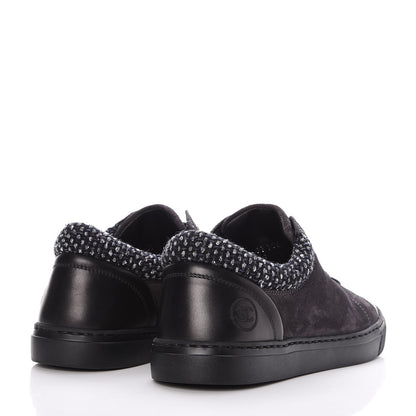 Chanel Suede Calfskin Tweed Low Top Sneakers 37 Dark Grey 4 of 9