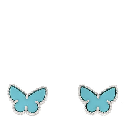 Van Cleef & Arpels 18K White Gold Turquoise Sweet Alhambra Butterfly Earrings 1 of 5