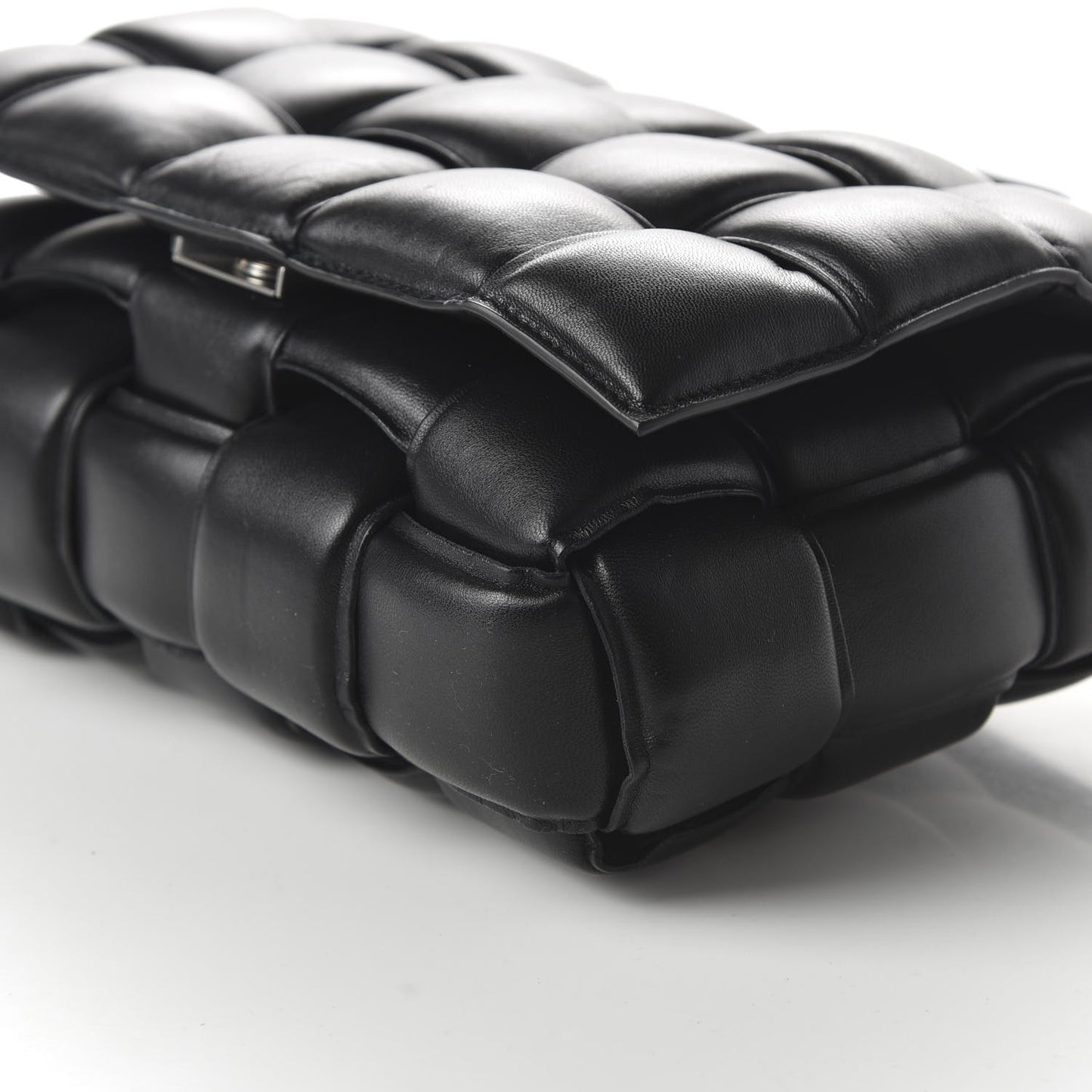 Nappa Maxi Intreccio Padded Cassette Crossbody Bag Black