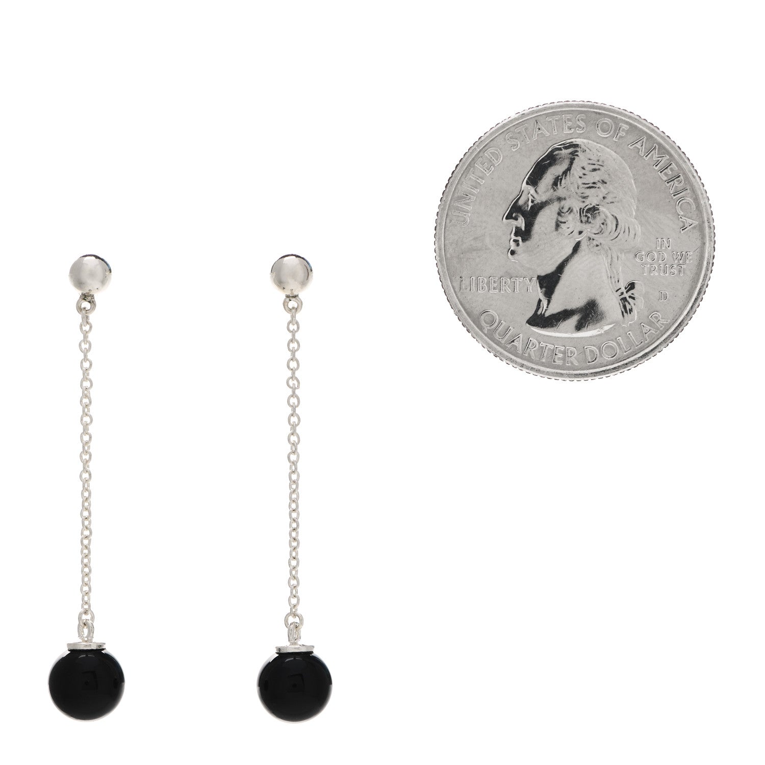 Tiffany Sterling Silver Black Onyx Ziegfeld Drop Earrings 2 of 4
