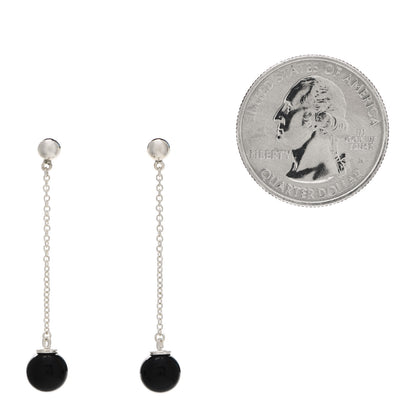 Tiffany Sterling Silver Black Onyx Ziegfeld Drop Earrings 2 of 4