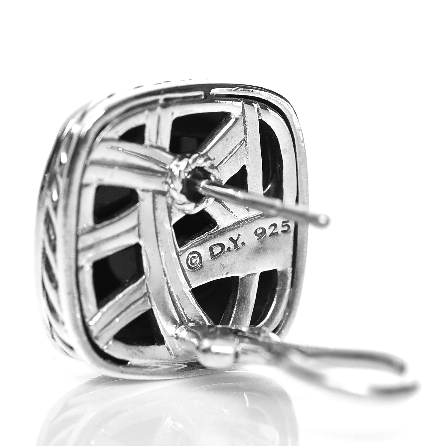 David Yurman Sterling Silver Black Onyx 11mm Albion Earrings 4 of 4