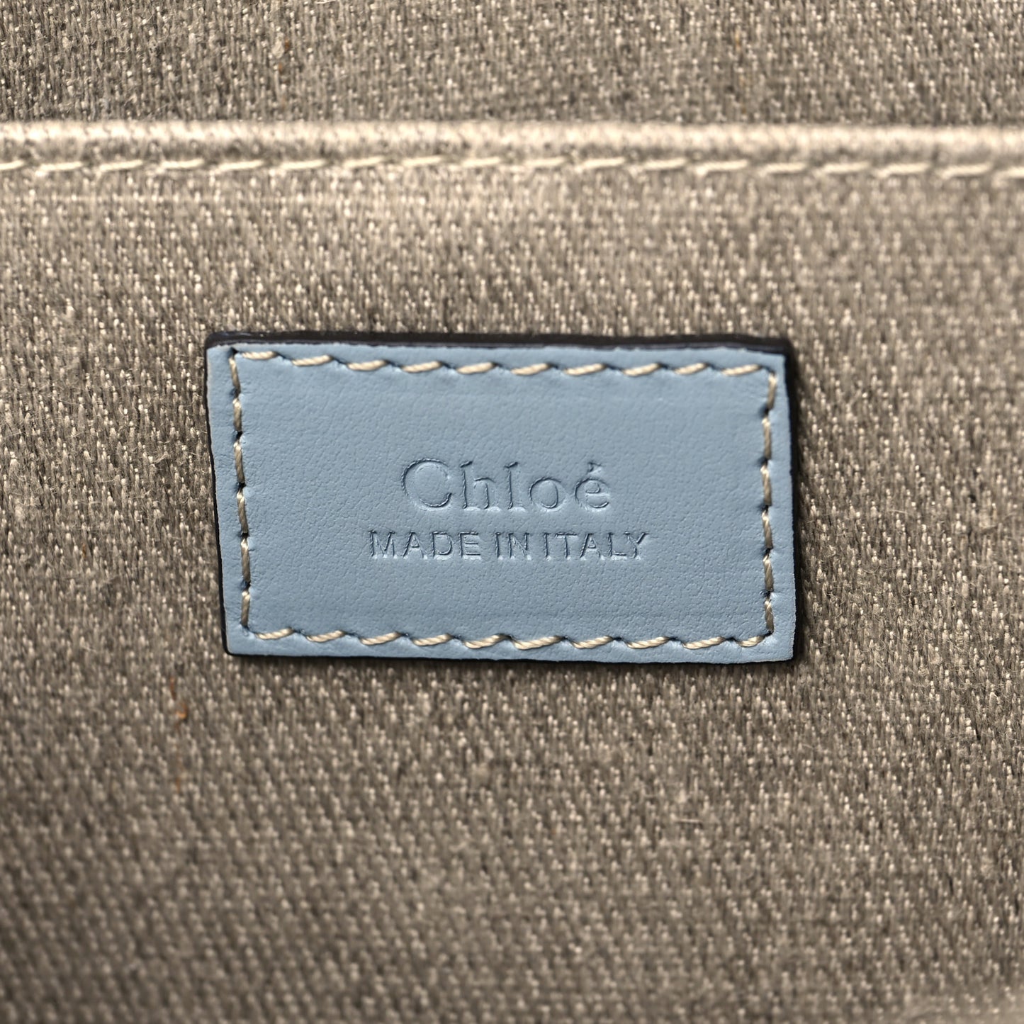 Linen Calfskin Medium Woody Ribbon Tote White Light Blue