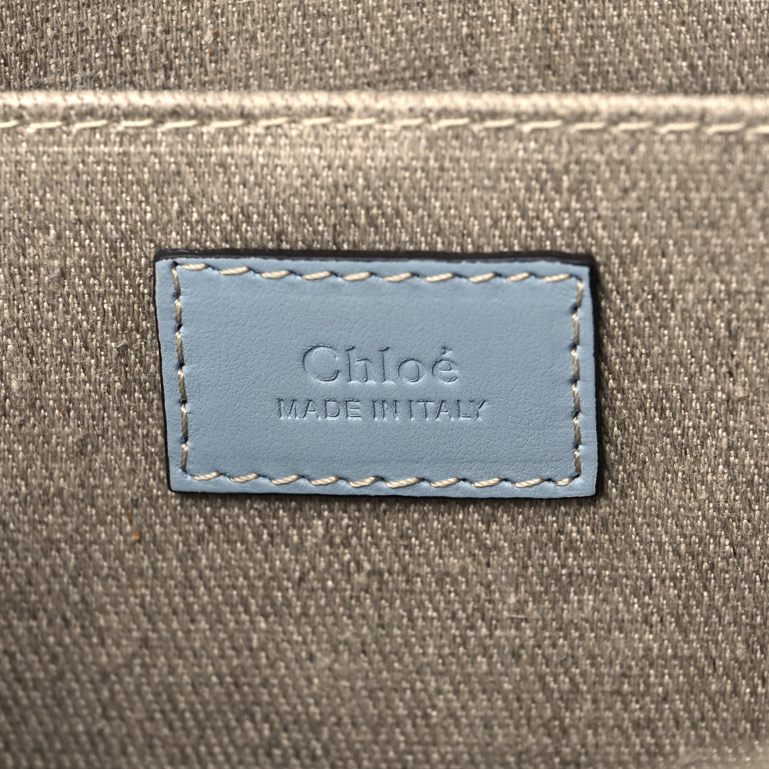 Chloe Linen Calfskin Medium Woody Ribbon Tote White Light Blue 5 of 10