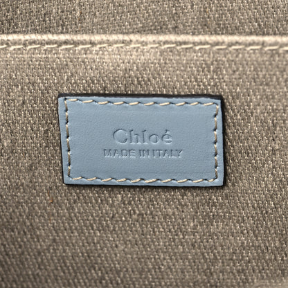 Chloe Linen Calfskin Medium Woody Ribbon Tote White Light Blue 5 of 10