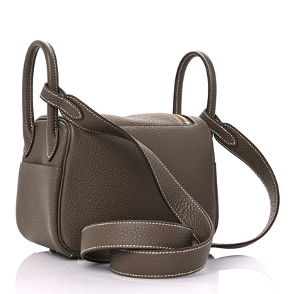 Hermes Taurillon Clemence Mini Lindy 20 Etoupe 3 of 9