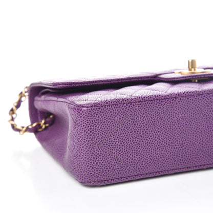 Chanel Caviar Quilted Medium Double Flap Dark Purple 8 of 9