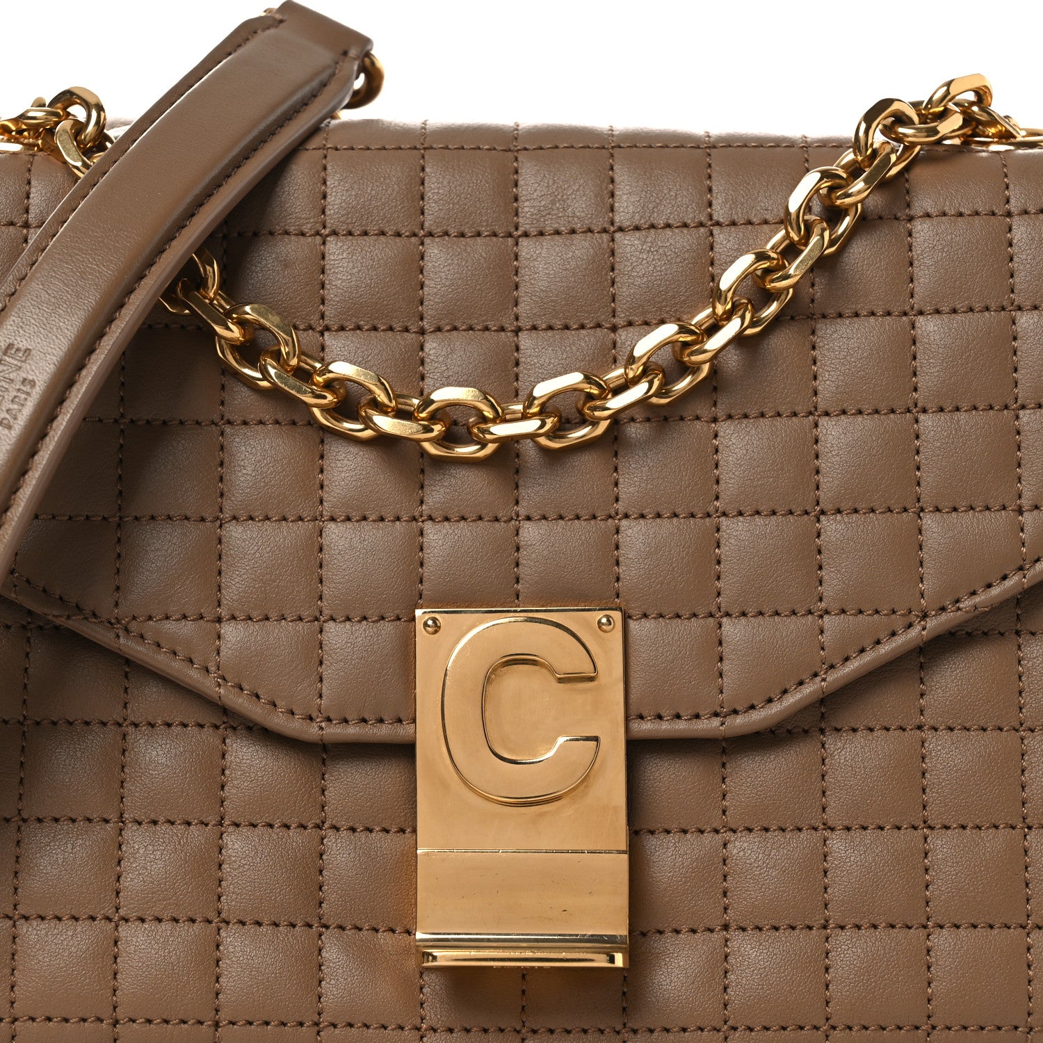 Celine Calfskin Quilted Medium C Bag Beige 9 of 13