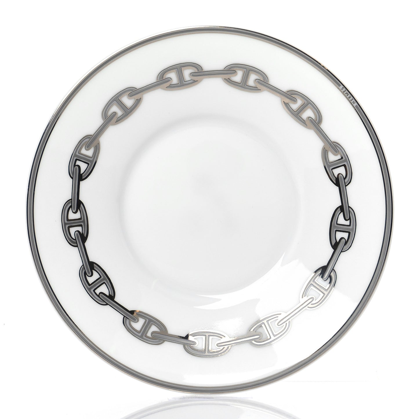 Porcelain Platinum Chaine d'Ancre Tea Cup and Saucer Set of 2
